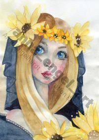 Sunflower Girl - Aquarell
